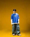 SYNS Daisy Logo Oversized Boxy T-Shirt Blue