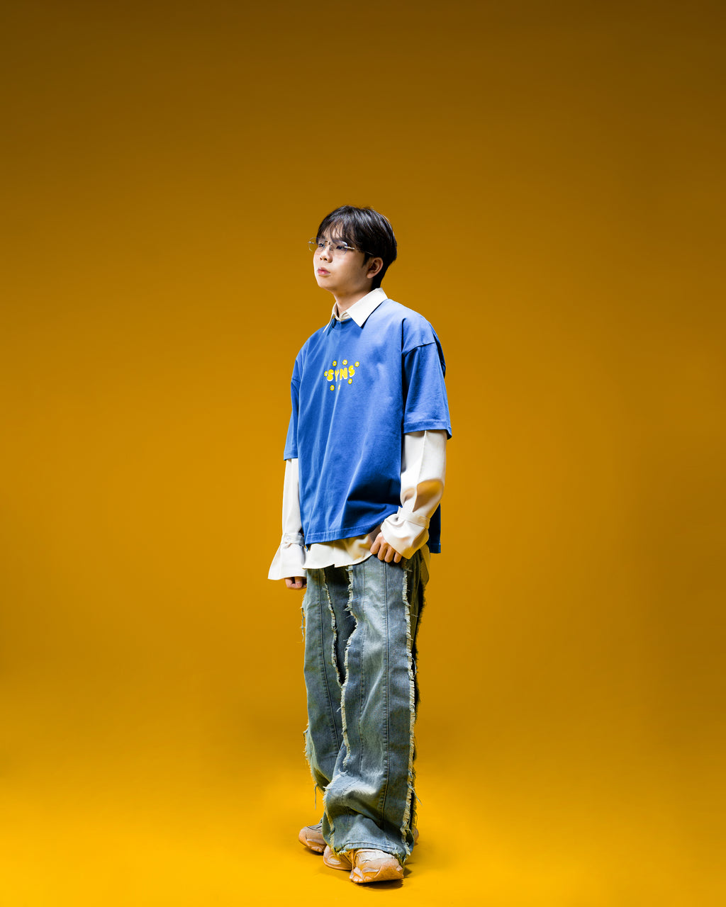 SYNS Daisy Logo Oversized Boxy T-Shirt Blue