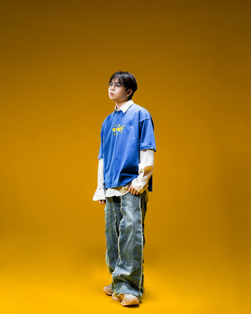 SYNS Daisy Logo Oversized Boxy T-Shirt Blue